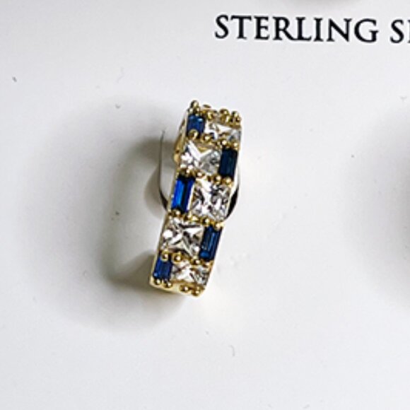 14k Gold Over Sterling Spinel and Sapphire Earrings NWT - Picture 4 of 7